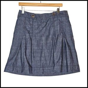 J Crew SZ 6 Women's Skirt Blue‎ Denim Pleated Skirt